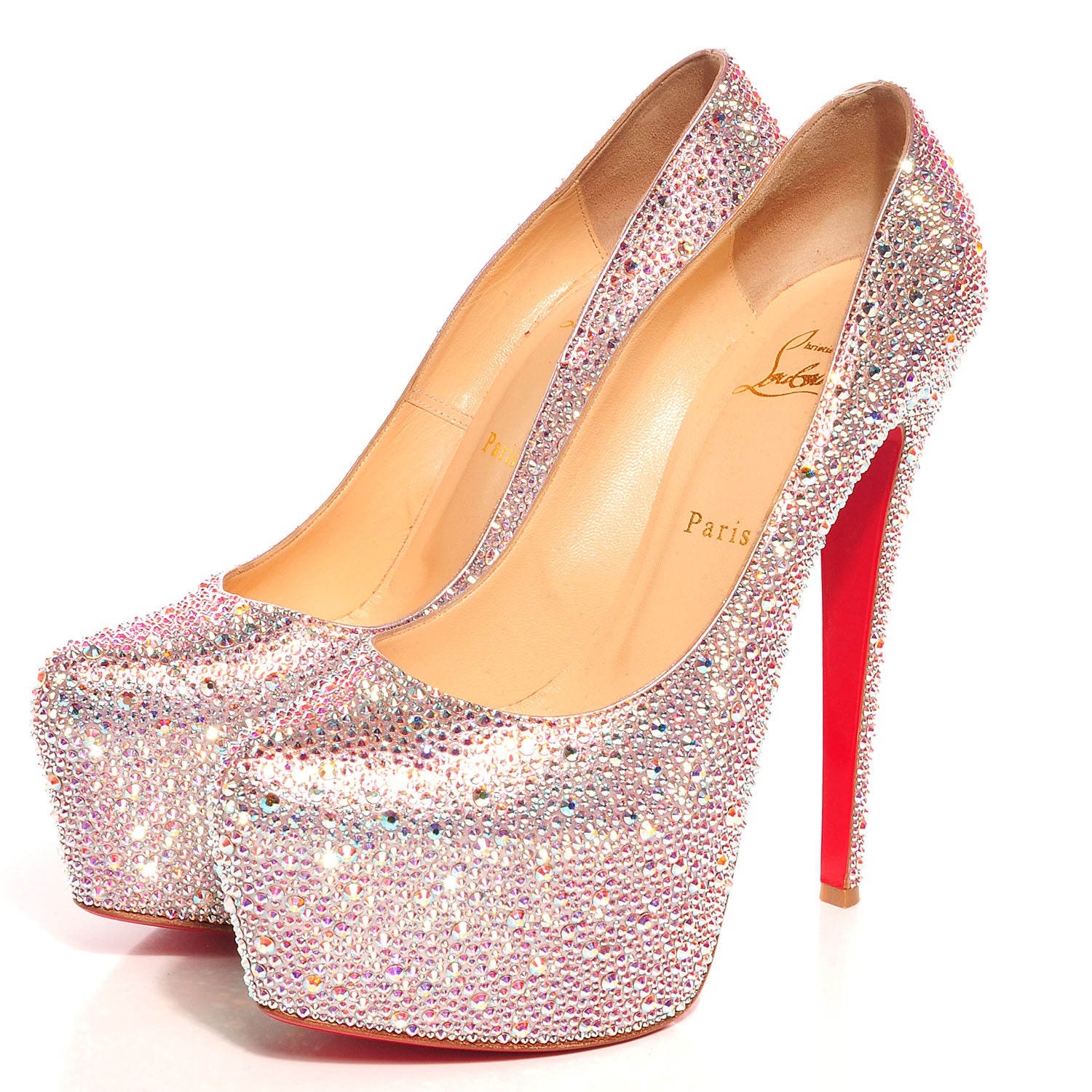 Christian Louboutin Crystal Suede Burma Daffodile Strass 160 Pumps 40 Aurora Boreale 3 of 7