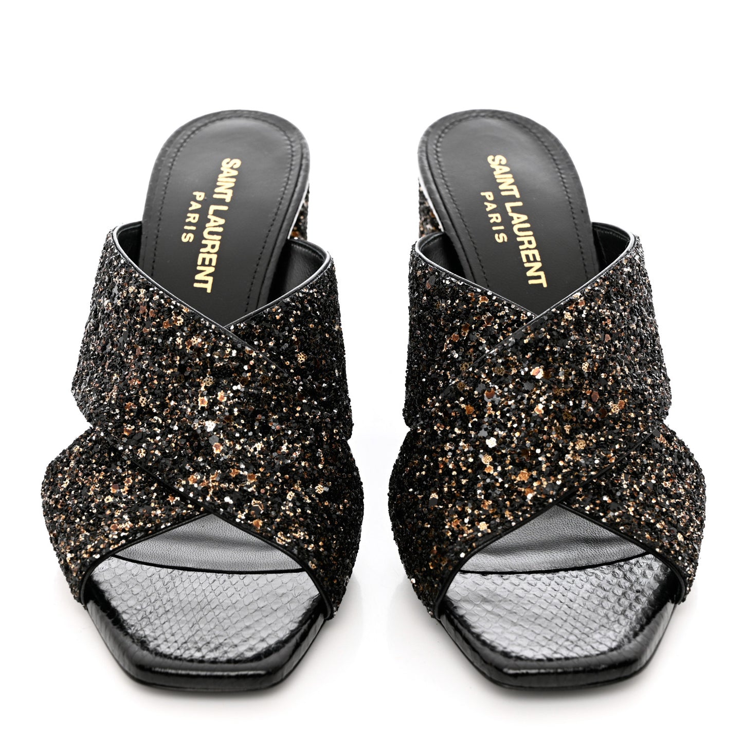 Glitter LouLou 70 Mule Sandals 35 Black Gold