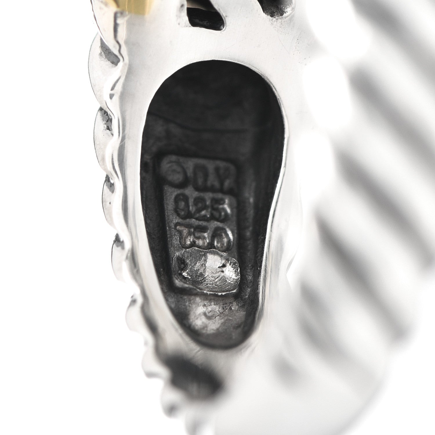 David Yurman Sterling Silver 18K Yellow Gold Diamond Black Onyx 10mm Cable Capri Ring 54 6.75 5 of 5
