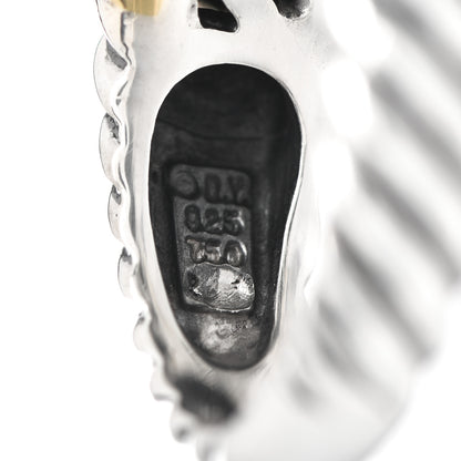 David Yurman Sterling Silver 18K Yellow Gold Diamond Black Onyx 10mm Cable Capri Ring 54 6.75 5 of 5