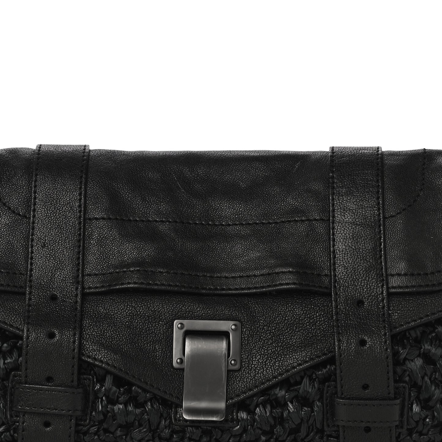 Lambskin Raffia PS1 Pochette Clutch Black