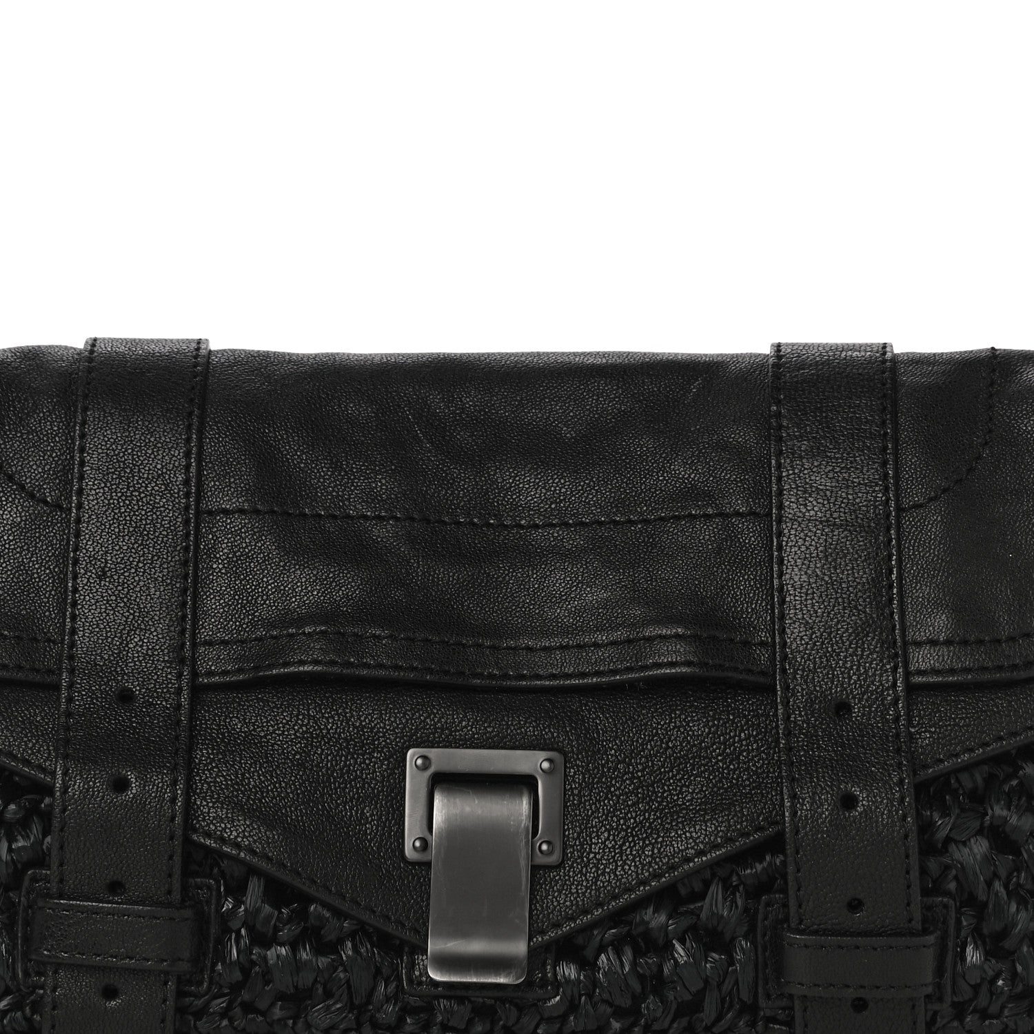 Proenza Schouler Lambskin Raffia PS1 Pochette Clutch Black 7 of 9