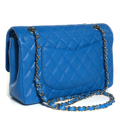 Chanel Caviar Quilted Medium Double Flap Blue 3 of 8