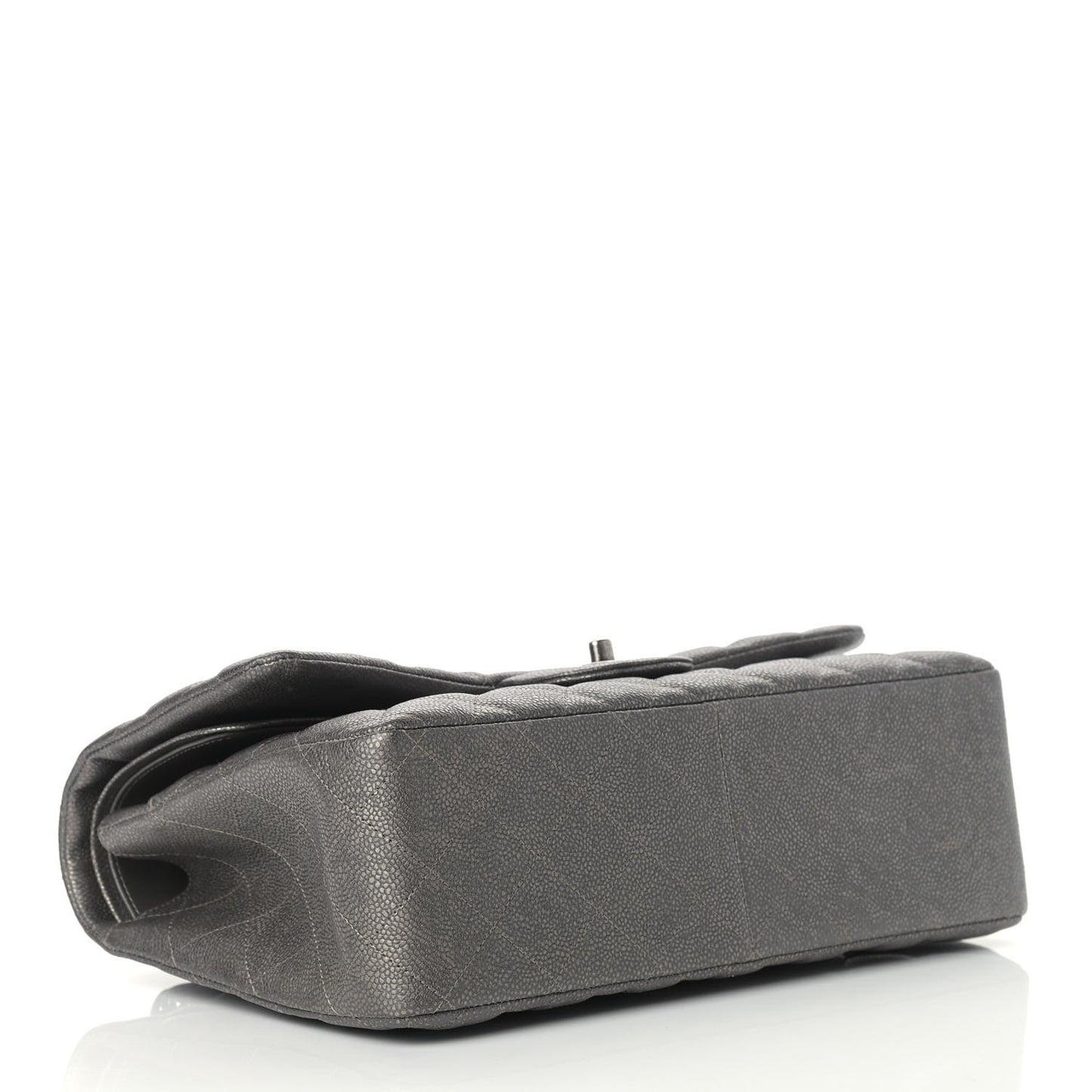Iridescent Caviar Quilted Jumbo Double Flap Dark Silver