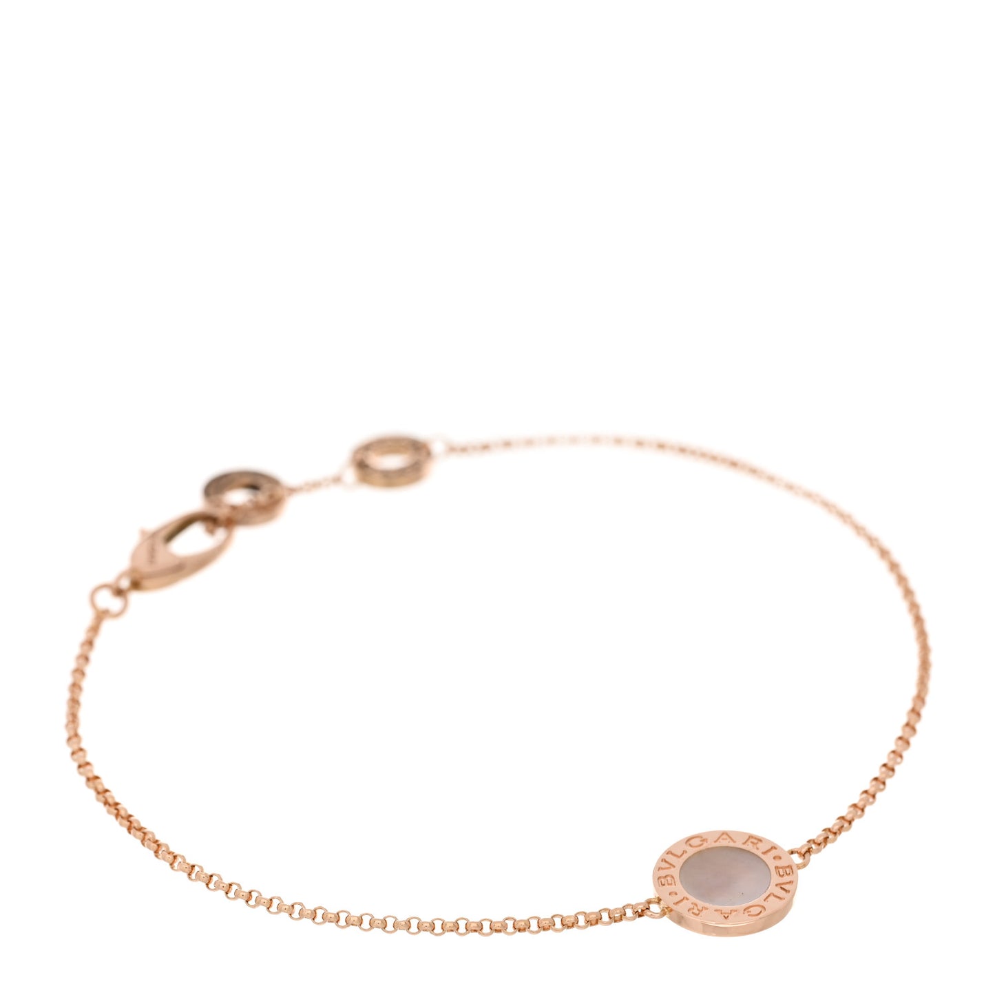 18K Rose Gold Mother of Pearl Bvlgari Bvlgari Engravable Bracelet SM