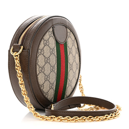 Gucci GG Supreme Monogram Web Mini Ophidia Round Shoulder Bag Brown 3 of 11