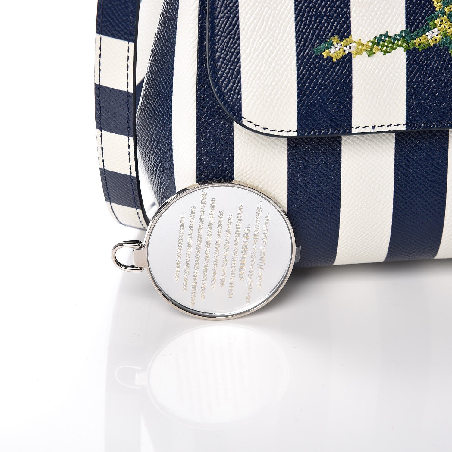 Dolce & Gabbana Dauphine Embroidered Striped Print Medium Miss Sicily Satchel White 9 of 9