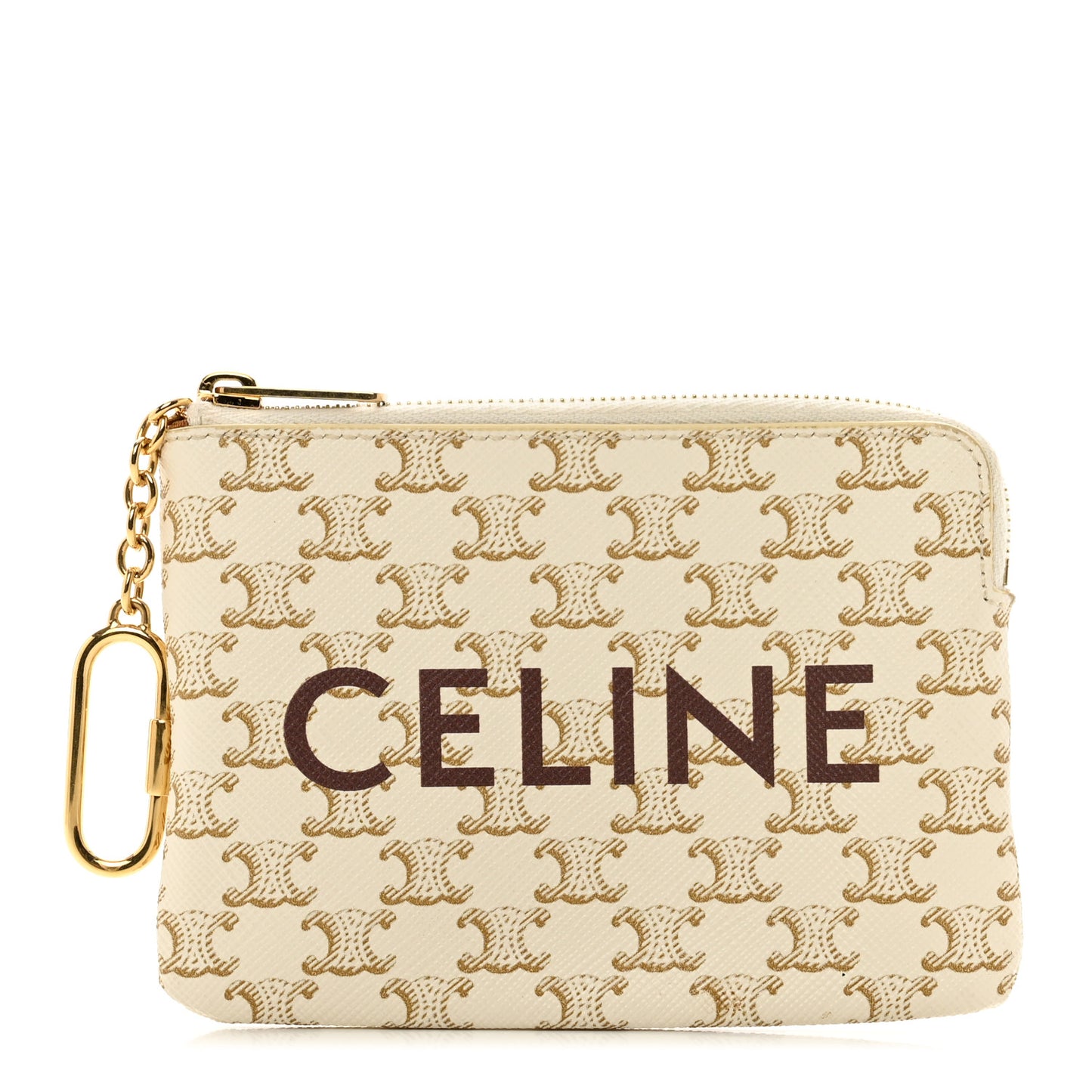 Triomphe Canvas Coin and Card Pouch White