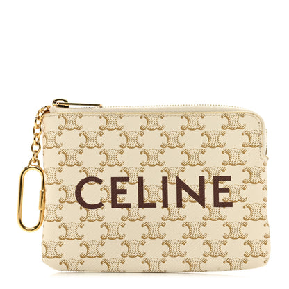Celine Triomphe Canvas Coin and Card Pouch White 1 of 9