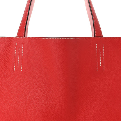 Hermes Taurillon Clemence Double Sens 45 Reversible Tote Rose Sakura Bougainvillea 11 of 20