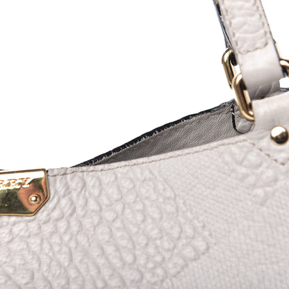 Burberry Signature Grain Calfskin Check Embossed Small Canterbury Tote Stone White 10 of 12