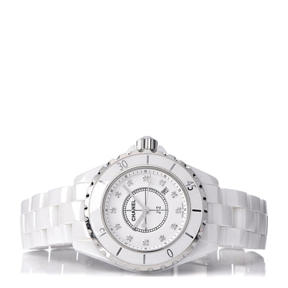 Chanel Stainless Steel Ceramic Diamond 33mm J12 Quartz Watch White 3 of 6