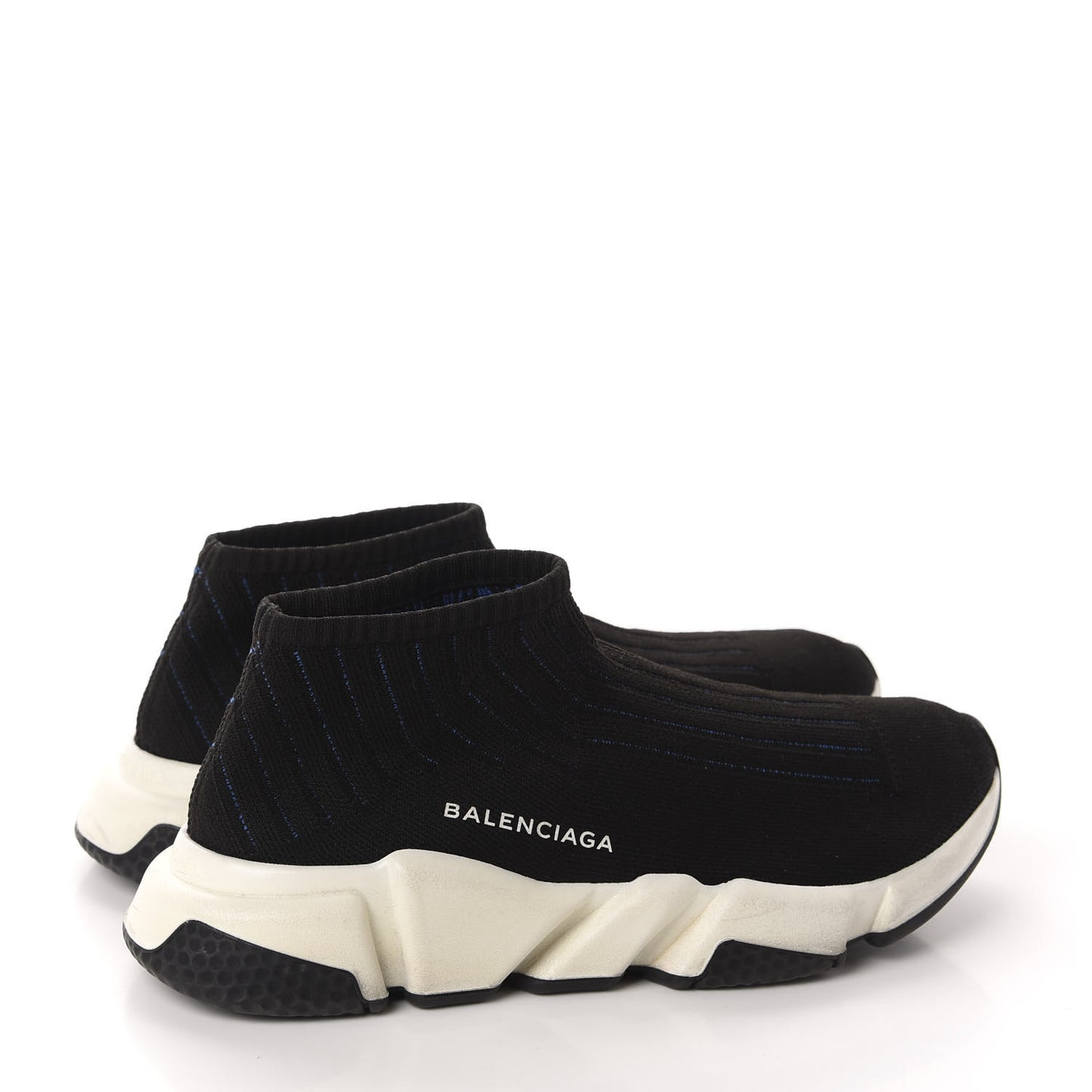 Ribbed Effect Knit Hi Speed Sneakers 40 Black Bleu