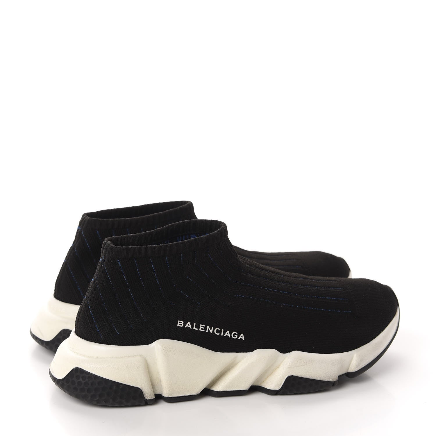 Balenciaga Ribbed Effect Knit Hi Speed Sneakers 40 Black Bleu 4 of 11