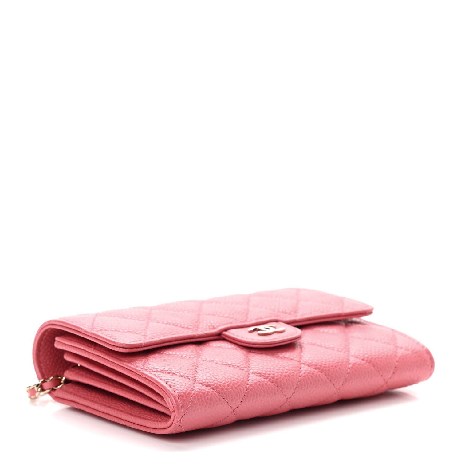 Chanel Iridescent Caviar Quilted Flap Mini Wallet On Chain WOC Pink 4 of 10