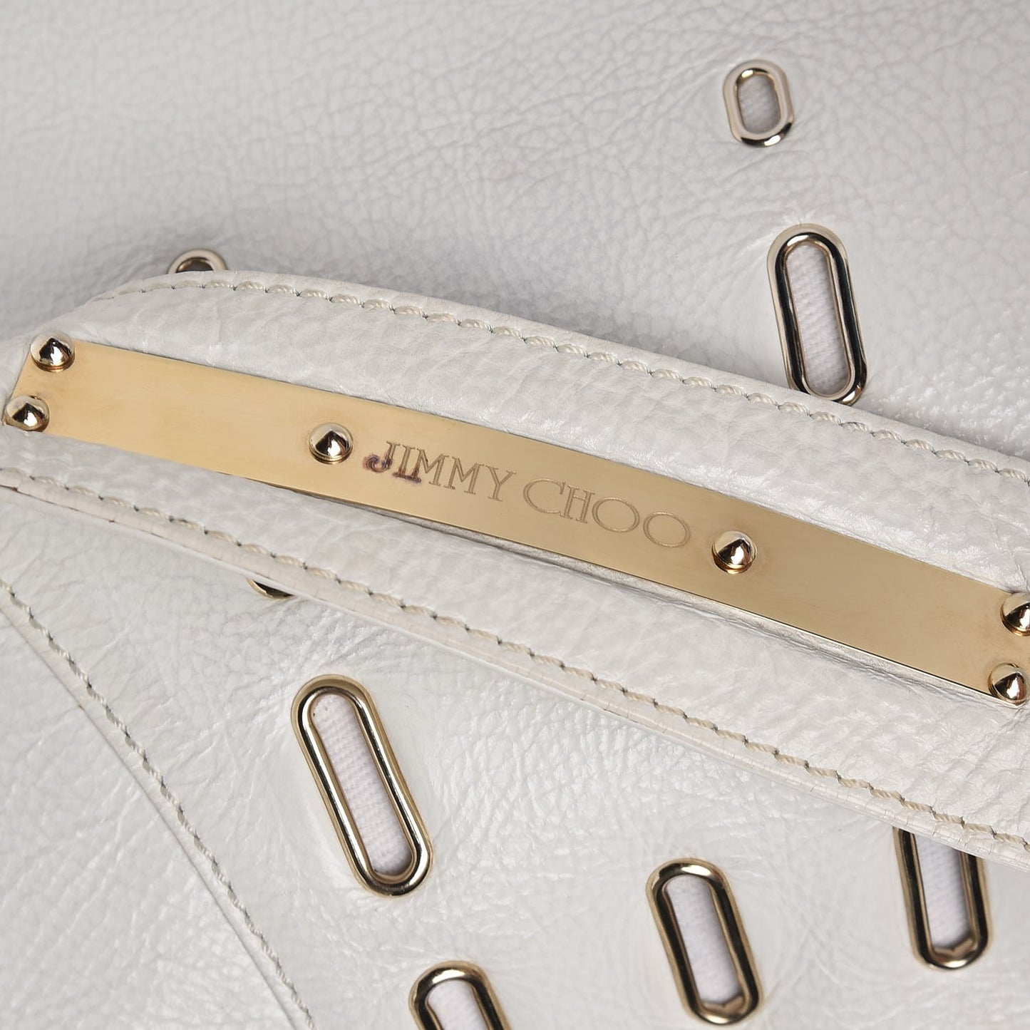 Calfskin Grommet Khan Hobo White