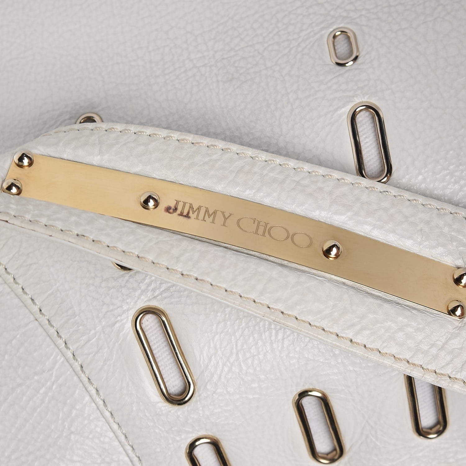 Jimmy Choo Calfskin Grommet Khan Hobo White 7 of 20