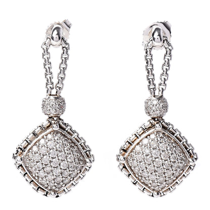 David Yurman Sterling Silver Diamond Cushion On Point Drop Earrings 1 of 4