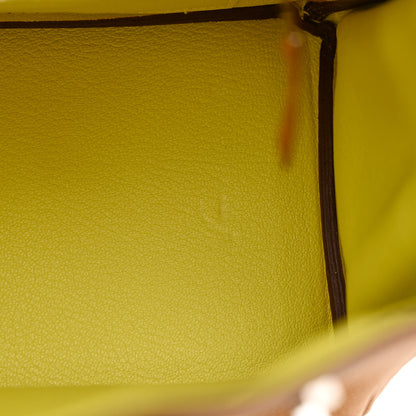 Hermes Togo Verso Birkin 25 Caramel Lime 8 of 12