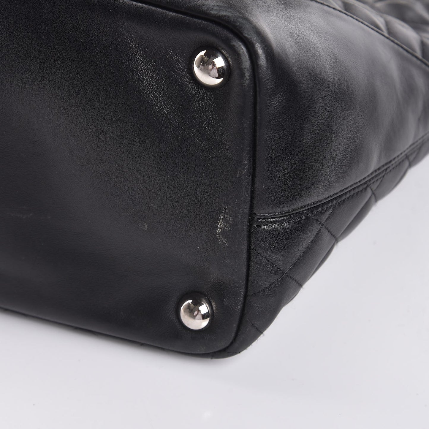 Calfskin Quilted Large Cambon Tote Black White