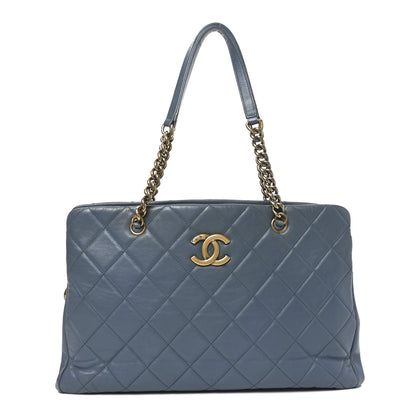 Chanel Calfskin Quilted Small CC Crown Tote Blue 1 of 10