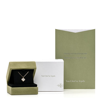 Van Cleef & Arpels 18K Yellow Gold Mother of Pearl Sweet Alhambra Pendant Necklace 5 of 5