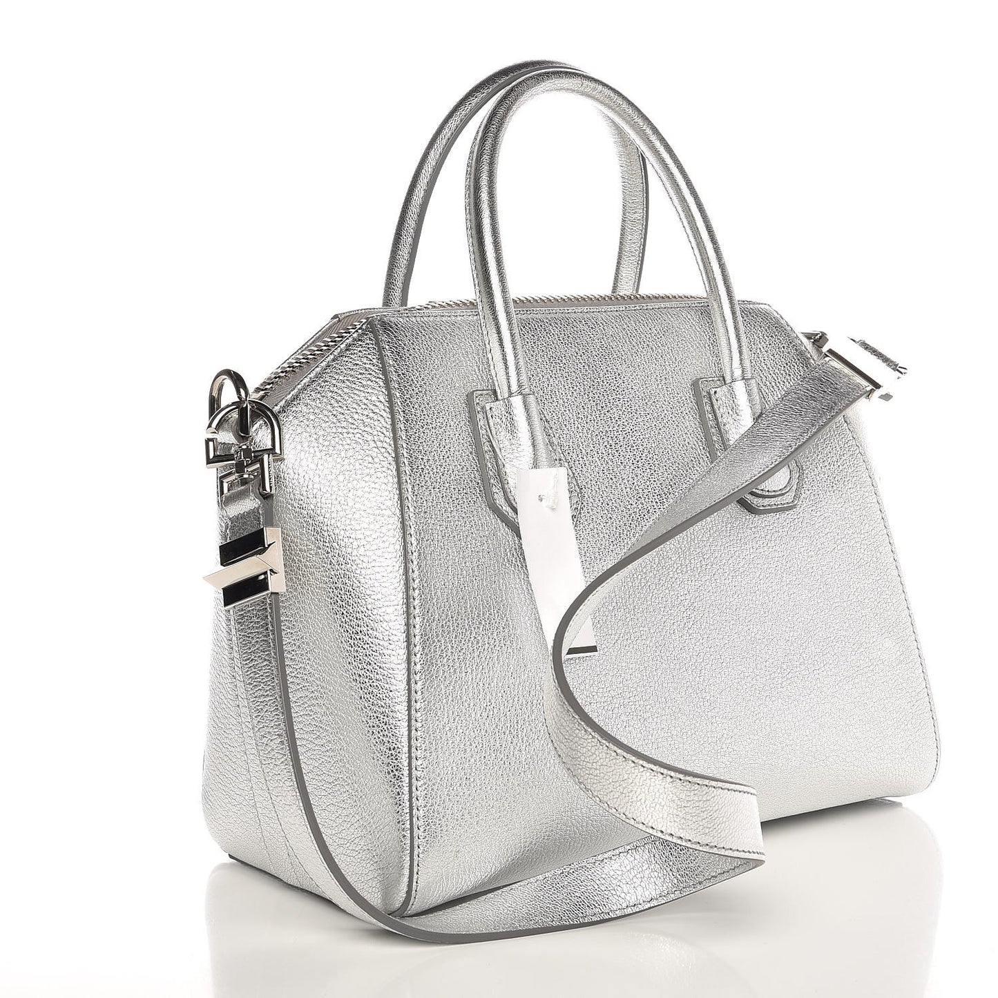 Metallic Sugar Goatskin Small Antigona Silver