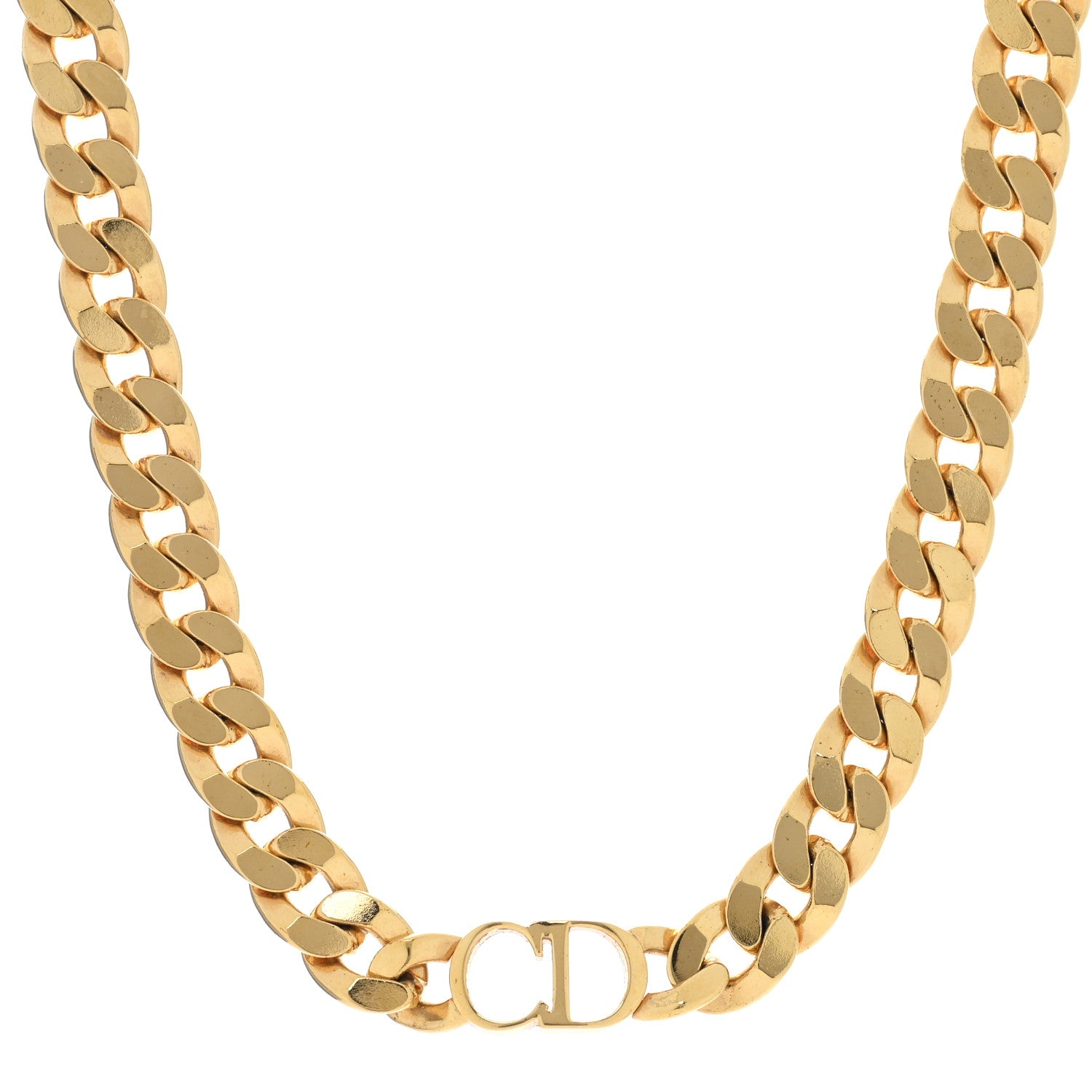 Christian Dior Metal CD Choker Necklace Gold 1 of 4