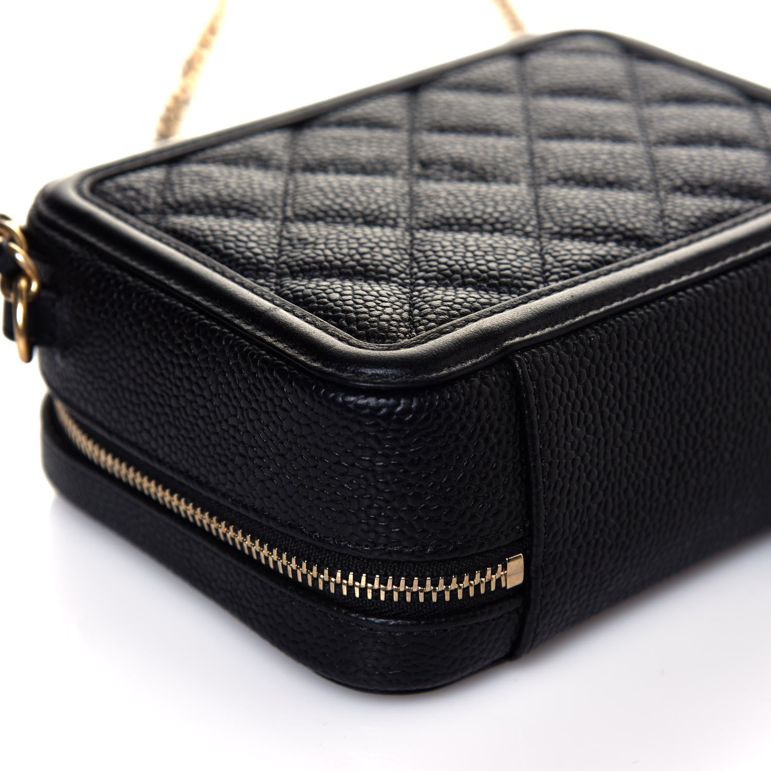 Chanel Caviar Quilted CC Filigree Vanity Clutch With Chain Black 10 of 13