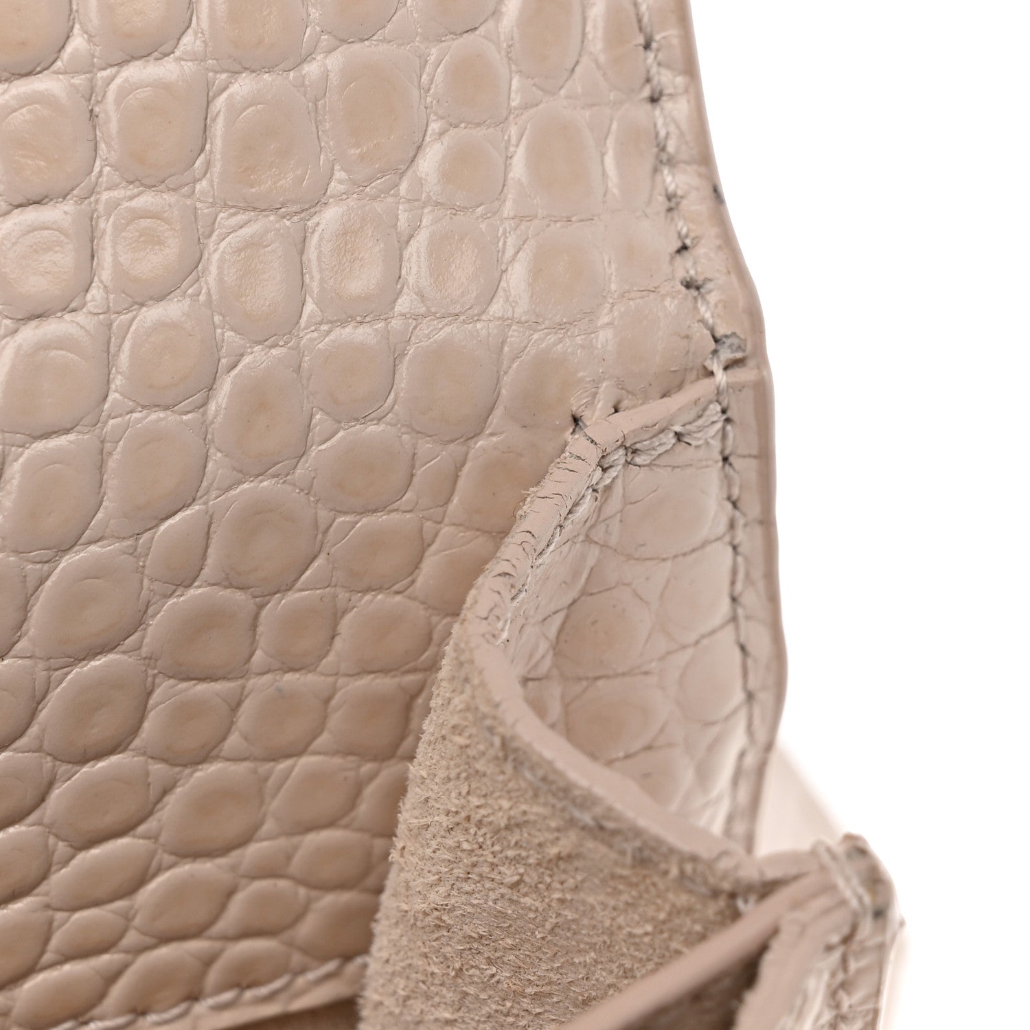 Saint Laurent Calfskin Crocodile Embossed Medium Monogram Sunset Dark Beige 13 of 30
