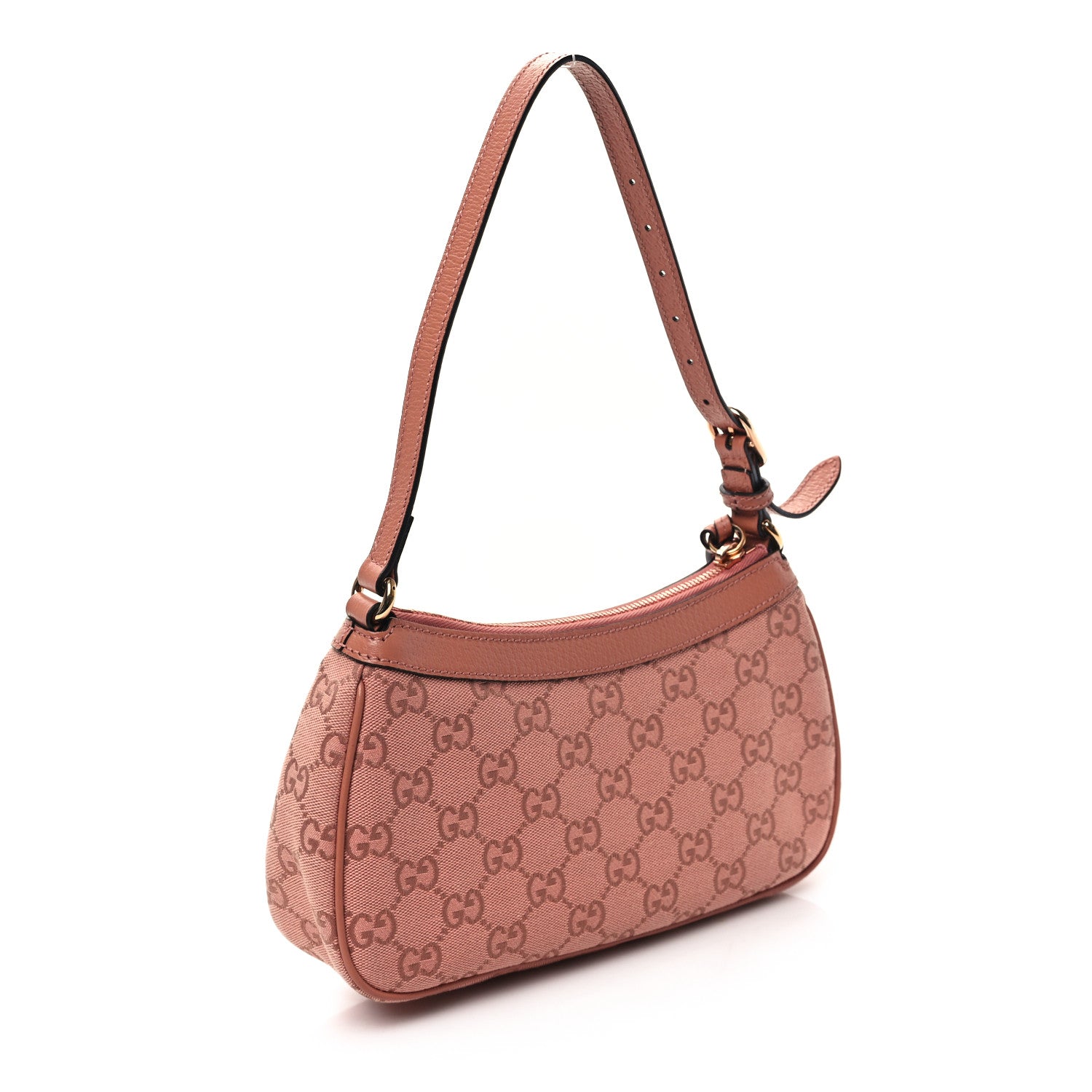 Gucci Monogram Textured Dollar Calfskin Small Ophidia Hobo Cloche Rose Pink 3 of 11