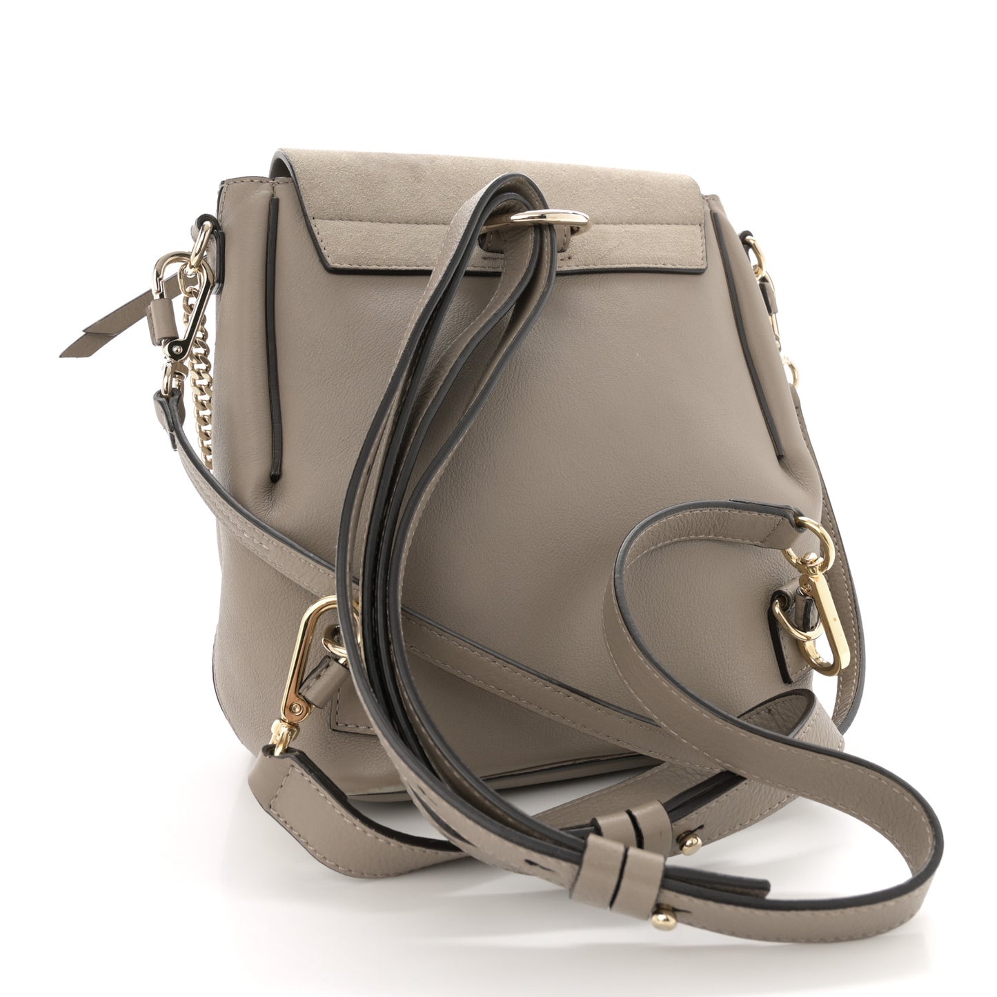 Suede Calfskin Small Faye Backpack Motty Grey