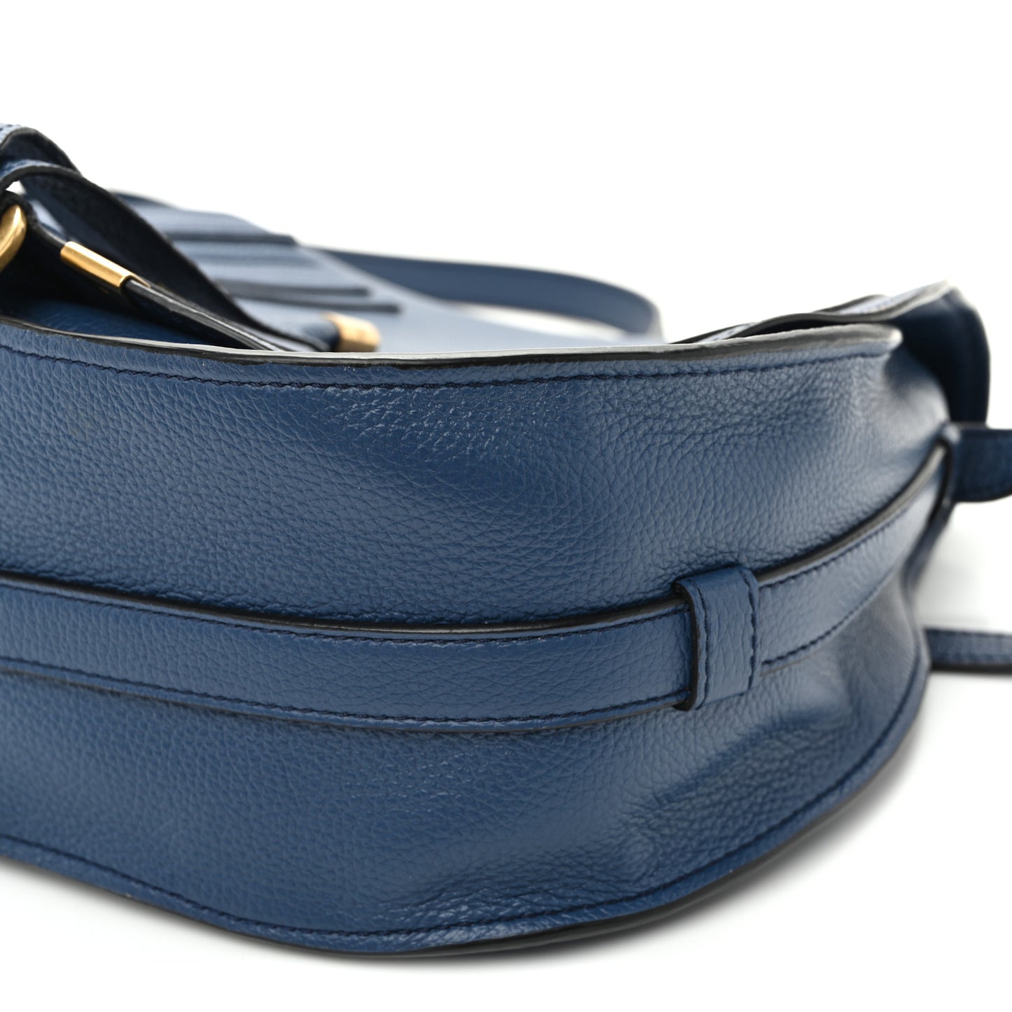 Grained Calfskin Medium Marcie Saddle Bag Deep Denim