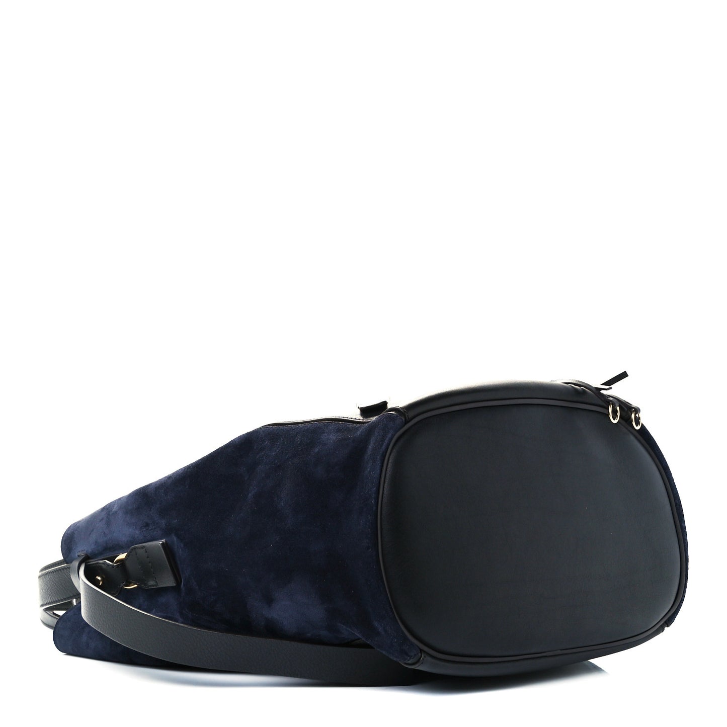 Smooth Suede Calfskin Medium Myer Double Carry Bag Black Navy