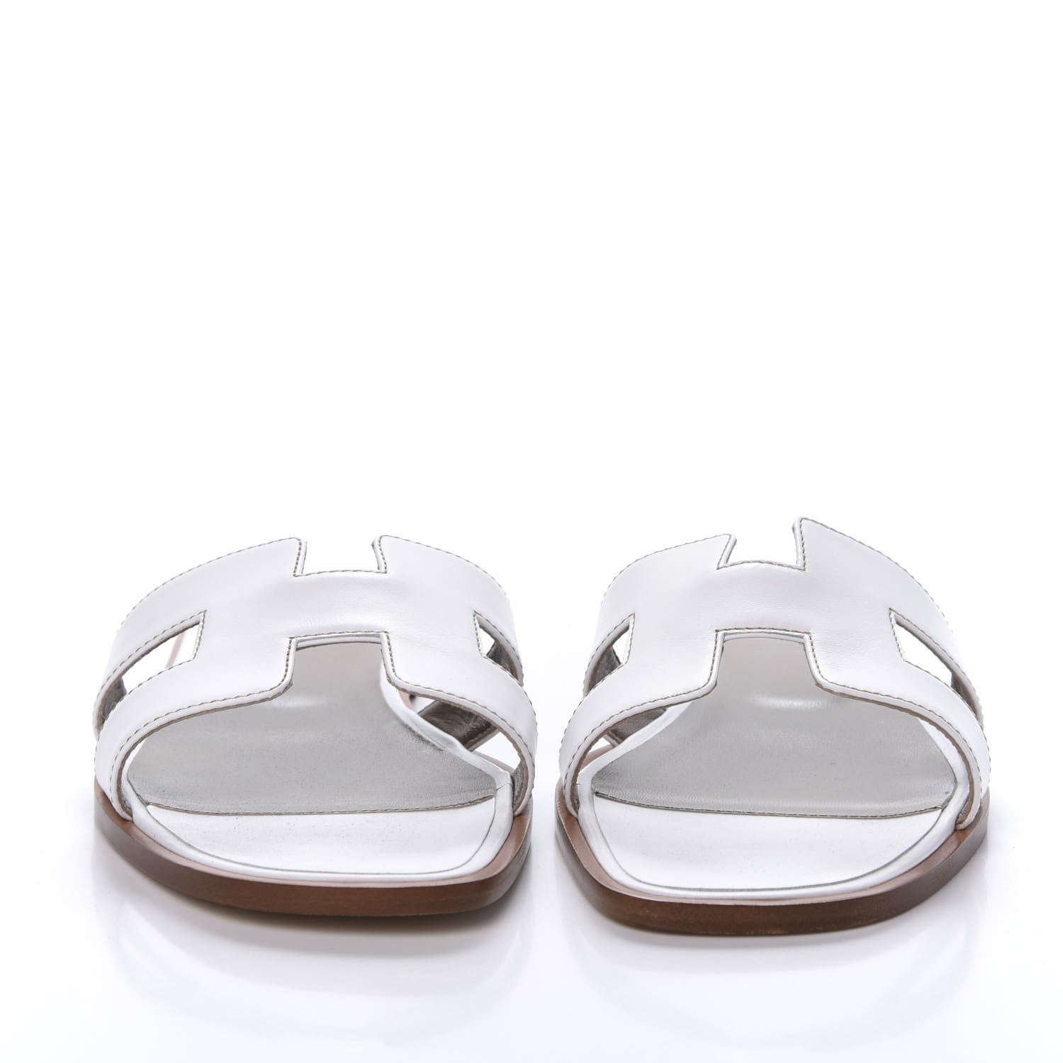 Hermes Box Calfskin Oran Sandals 41 White 2 of 8
