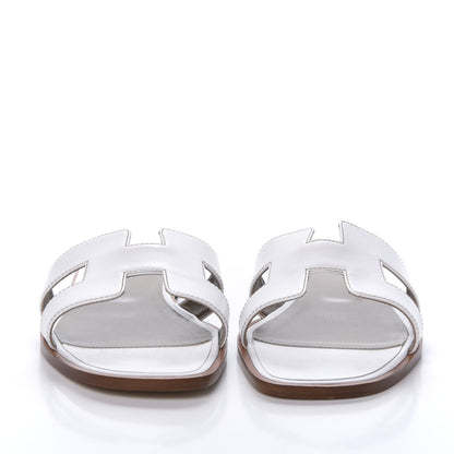 Hermes Box Calfskin Oran Sandals 41 White 2 of 8