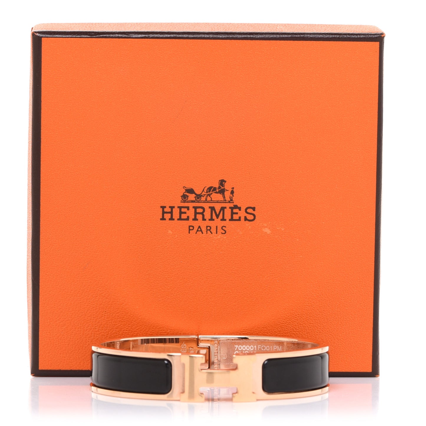 Enamel Narrow Clic Clac H Bracelet PM Black