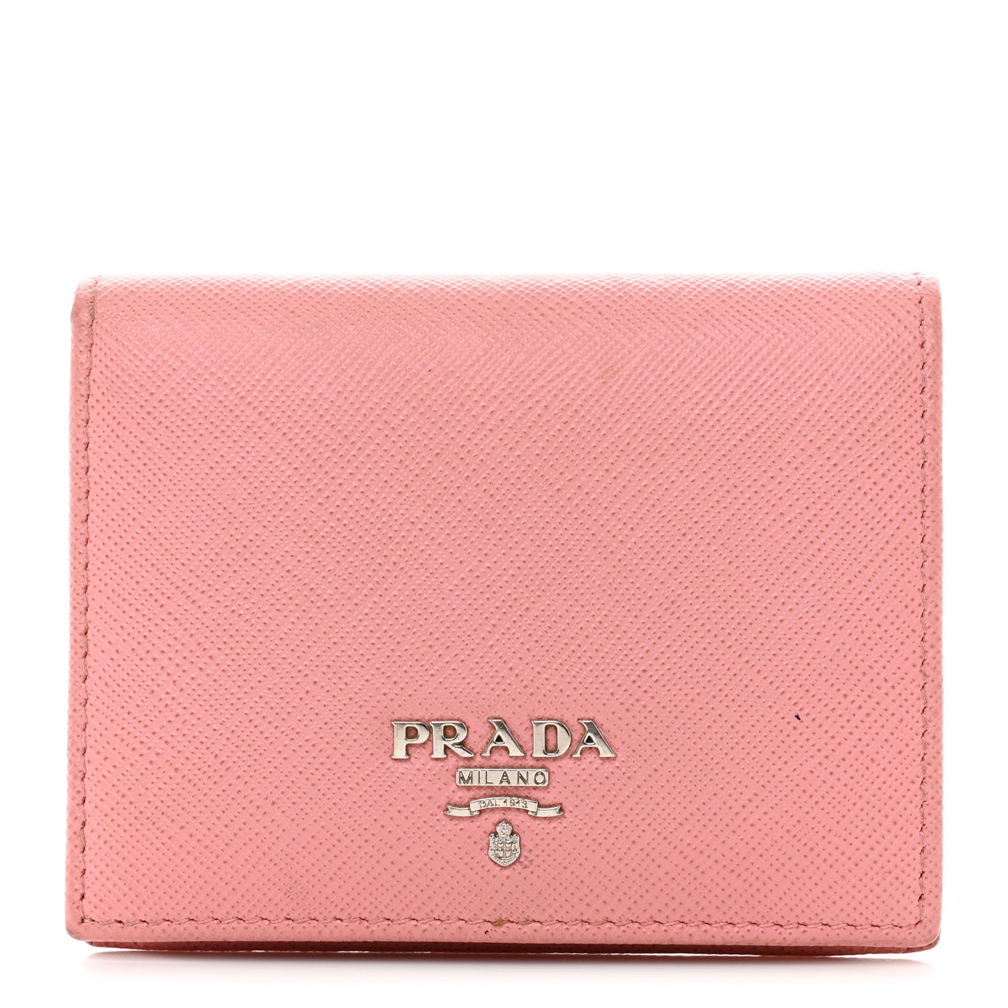 Saffiano Metal Compact Snap Bi-Fold Wallet Petalo Rosso