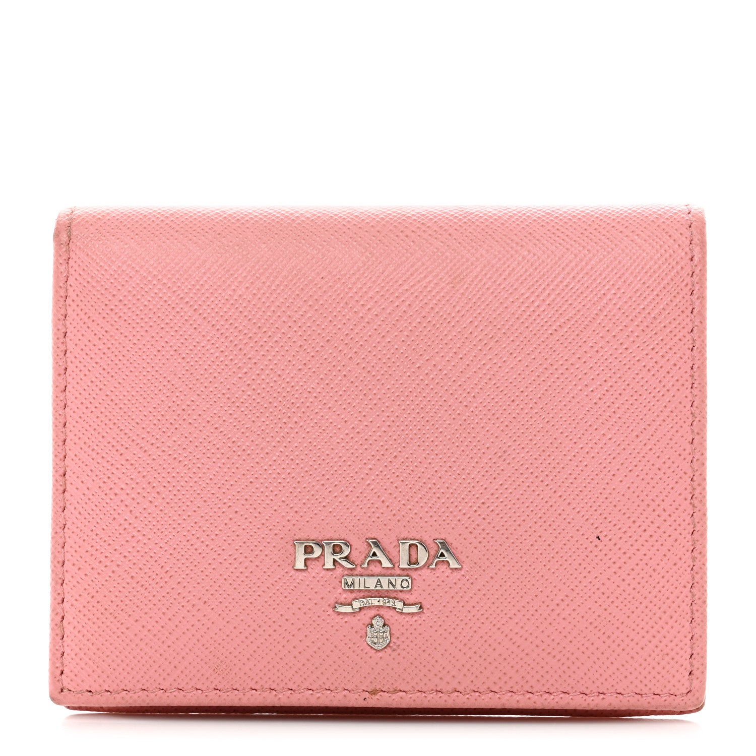 Prada Saffiano Metal Compact Snap Bi-Fold Wallet Petalo Rosso 1 of 7