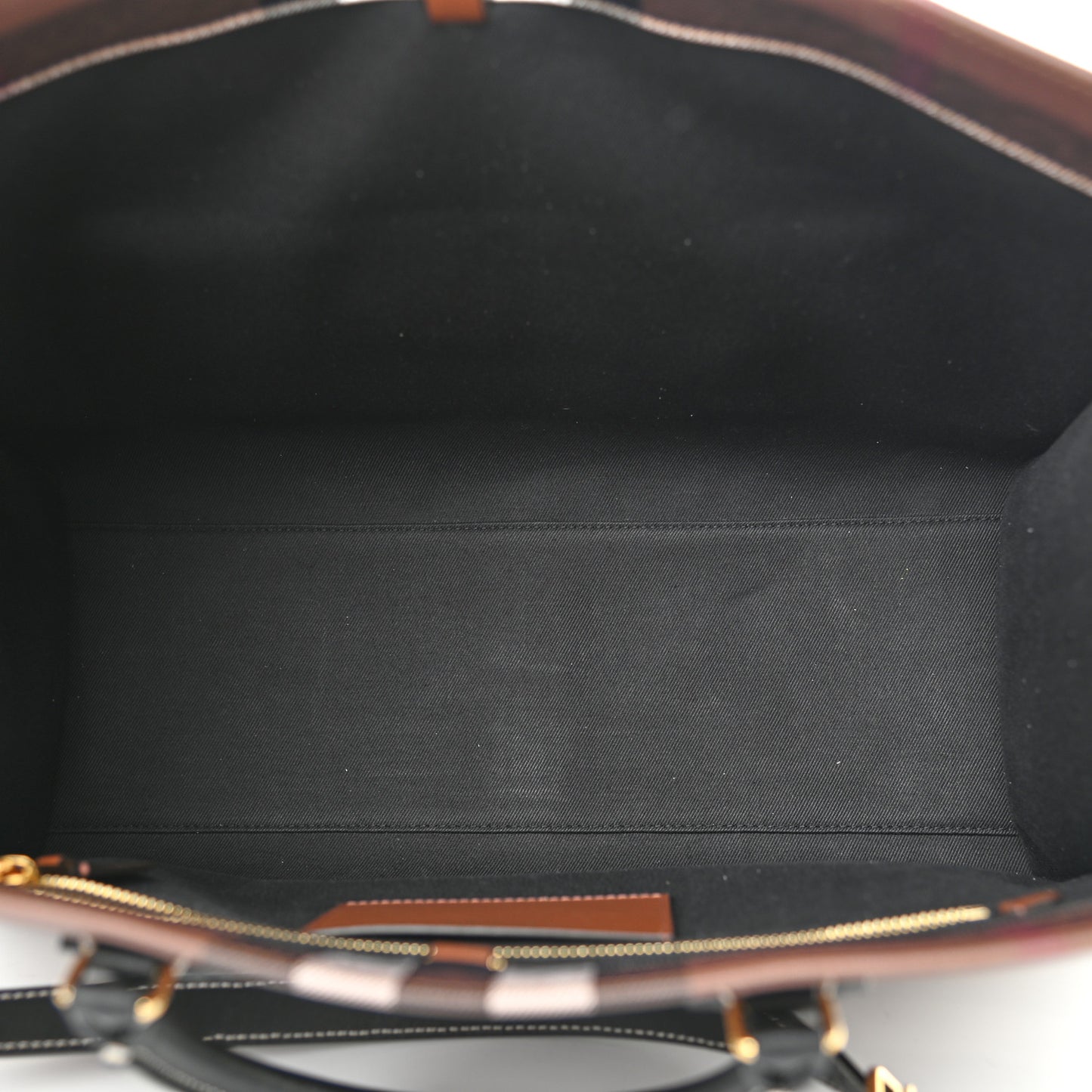E-Canvas Check Calfskin Medium Freya Tote Dark Birch Brown