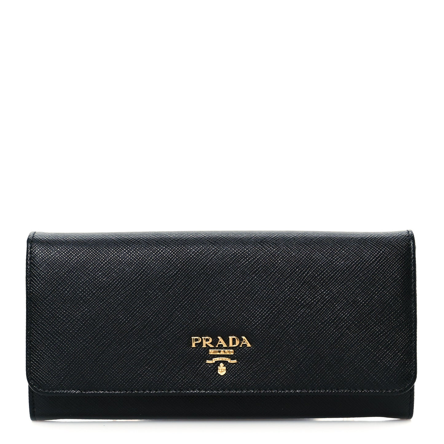 Saffiano Metal Continental Flap Wallet Black