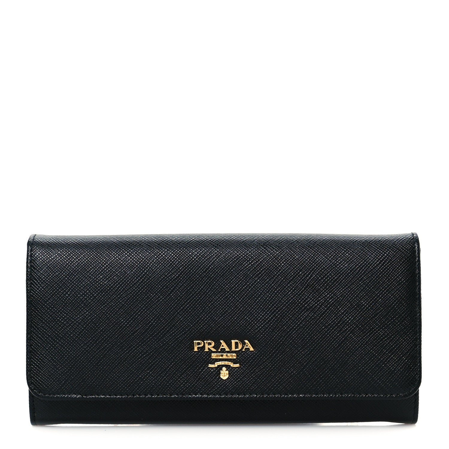 Prada Saffiano Metal Continental Flap Wallet Black 1 of 18