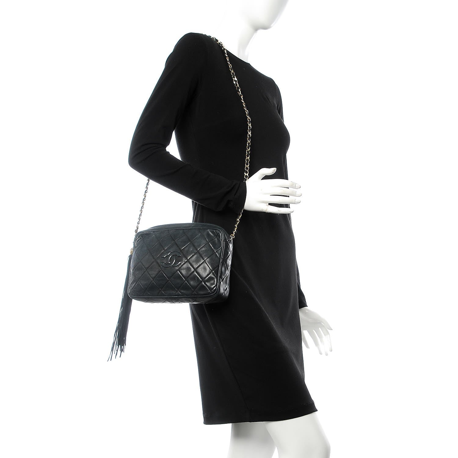 Chanel Lambskin Quilted CC Camera Case Navy 2 of 14