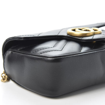 Gucci Calfskin Matelasse Super Mini GG Marmont Shoulder Bag Black 5 of 10