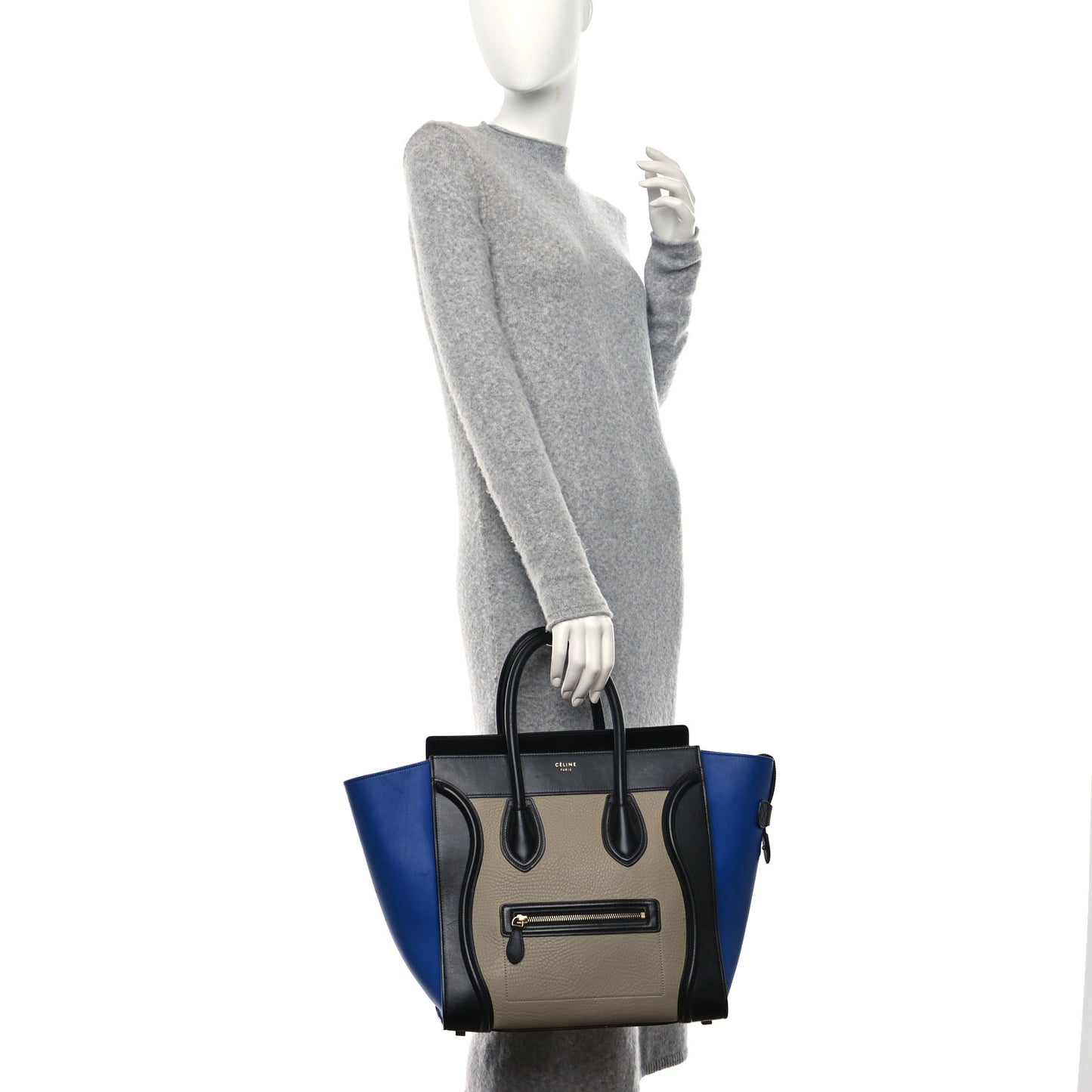 Elephant Calfskin Mini Tri-Color Luggage Beige