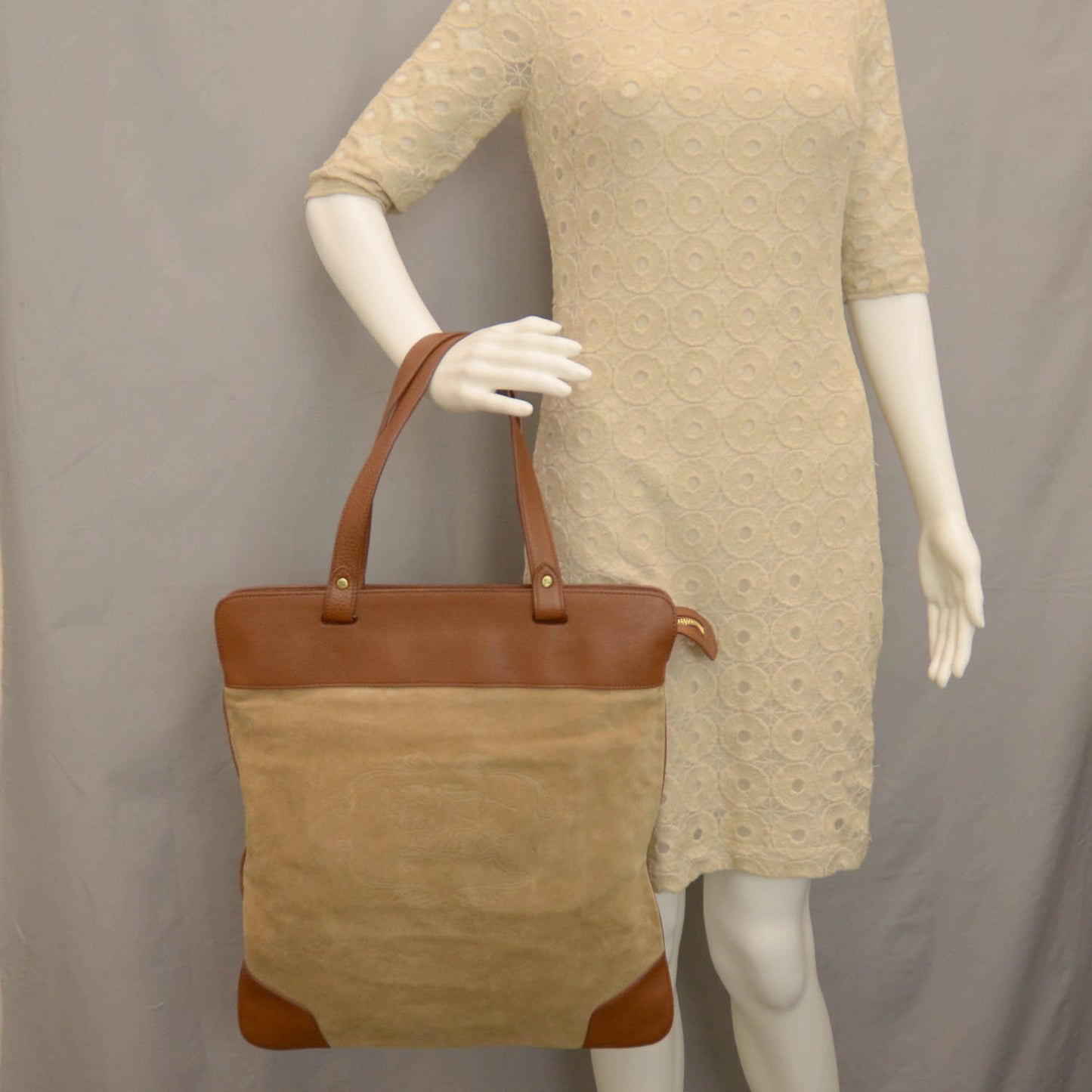 Suede Crest Embossed Flat Tote