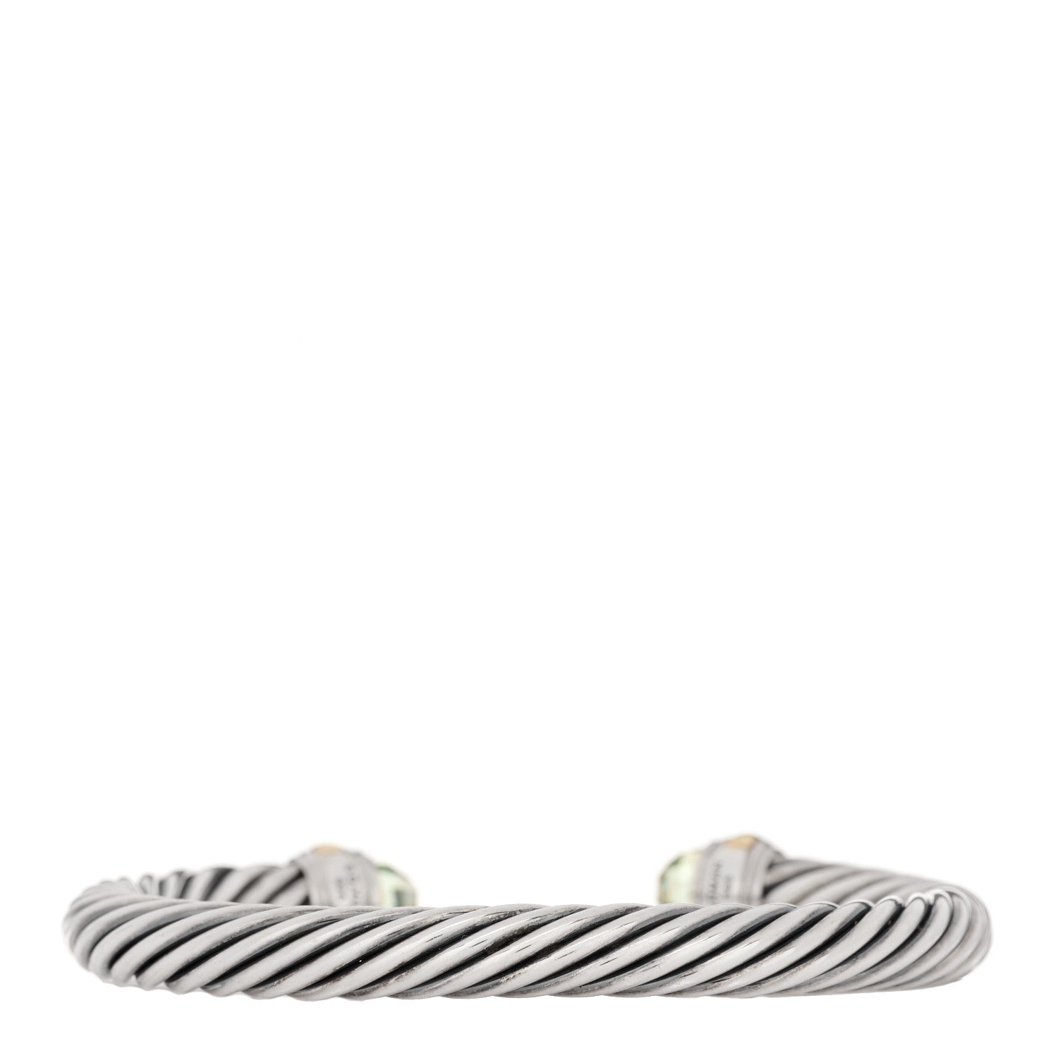 David Yurman Sterling Silver 14K Yellow Gold Prasiolite 7mm Cable Classics Bracelet 2 of 3