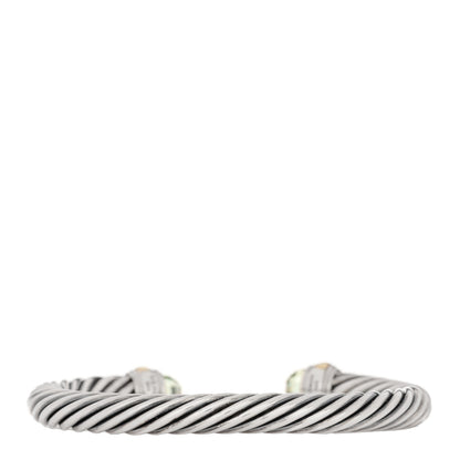 David Yurman Sterling Silver 14K Yellow Gold Prasiolite 7mm Cable Classics Bracelet 2 of 3