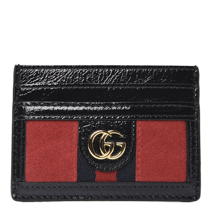 Gucci Suede Patent Ophidia Card Holder Hibiscus Red Black 1 of 6