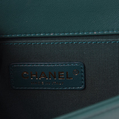 Chanel Velvet Chevron Quilted Medium Boy Flap Peacock Blue 6 of 14